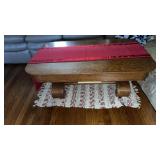 Wood coffee table 44 x 28 x 19"  , runner and rug