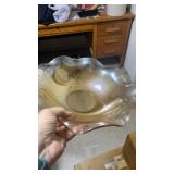 Jeannette depression glass Amber Iris Hereingbone