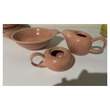 Mid century Russel Wright coral  bowl, pitcher