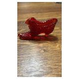 Fenton Art Glass Red Slipper w/ damage
