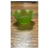 Vintage Green Satin Ruffled Bowl approx 5.5x2.5
