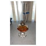 Glass Oil lamp  octagon font , clear pedestal