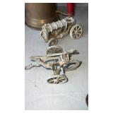 Vintage arcade cast iron tractor and pull behind