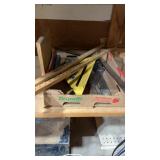 Squares, Rulers, wood shelf, & more