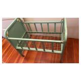Metal Kids Doll Crib on Wheels approx 26x22x15.5