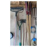 Garden takes , pitch fork and post hole digger