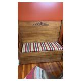 Oak headboard bench with cushion 53? w x 4ï¿½ t