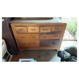 7 Drawer Wood Work Bench approx 63.5x40x24. Item
