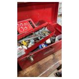 Metal Tool Box with items