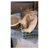 Burlap bags ,  metal crate and more