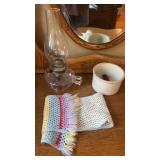 Oil lamp , small crock and more