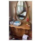 Oak Wood mirrored vanity dresser approximately