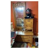 Oak Hat Dresser with Mirror approx 45x80x22