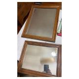 2 vintage wood frame mirrors