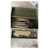 Vintage Metal Tool Box w/ Some Hardware