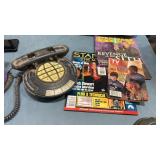 Land line Star Trek phone and Star Trek magazines