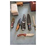 Lot of 5 fixed blade knifes and a mail opener