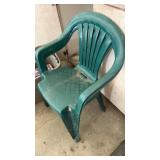 2 green lawn chairs