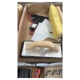 Large brush for scrapers one rubber trowel