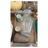 Small pottery and glass vase