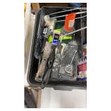 Box of painting supplies and scrapers some new