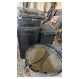 Group of trash cans