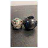 Black wear bowl signed and native American seed
