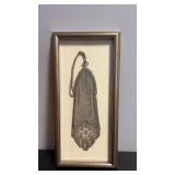 Framed vintage, art deco, silver tone, mesh