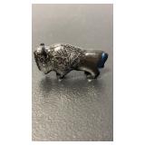 Buffalo carving etched black marble Buffalo by