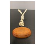 Carved Deer Antler with Stand approx 4inch tall