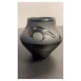 Native American black on black ceramic jar,