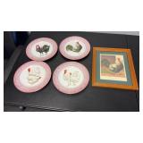 Rooster dinner plates and picture