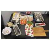 Kitchen Items. Towels, Cutting Boards, Utensils,