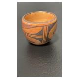 Miniature Clay Bowl Hand Painted Signed by ACC