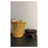 Foot stool and wicker basket