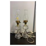 Pair of Clear glass oil lamp turned into a plug