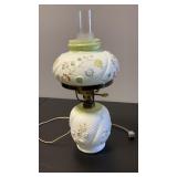 Milk glass consolidated glass embossed lamp