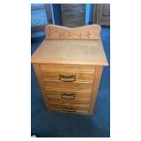 Wooden 3 drawer side table  20 x 13 x 16'