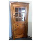 Wooden glass door corner cabinet  77 x 35 x 16'