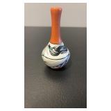 Native American pottery bud vase signed