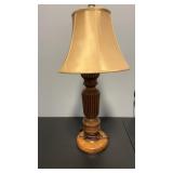 A Turned Wood Lamp with Fluted Center Column &