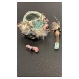 Miniature Zuni Fetish Pot with crushed Turquoise,