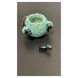 Miniature Zuni Fetish Pot with crushed Turquoise