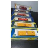 4 HO Scale AHM Caboose & 2 Stock Cars