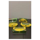 John Deere HO scale model train cars and tractor