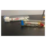 2 HO scale  semi truck and trailer