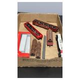 Set of 4 HO Scale Railway Cars with Cargo & Some