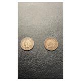 1905 and 1908 Indian head one cent coins