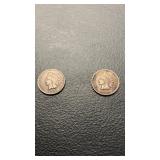 1903 and 1908 indian head one cent coins