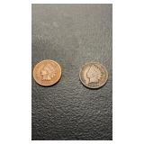 1895 and 1904 Indian head one cent coins